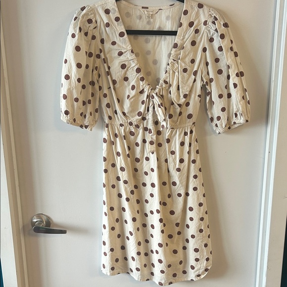 Polka Dot Tie Front Midi Dress – Cottagecore / French Girl - Picture 3 of 10